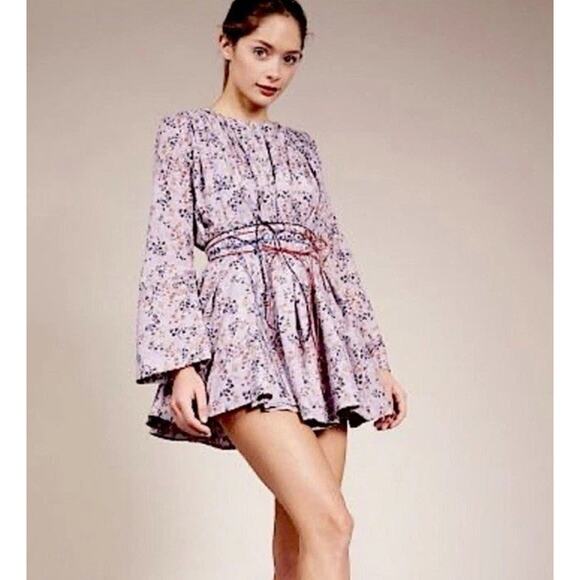 Elliette Tate Silk Ditsy Floral Mini Dress Feminine Romantic Size 6 Fairy - Picture 2 of 10